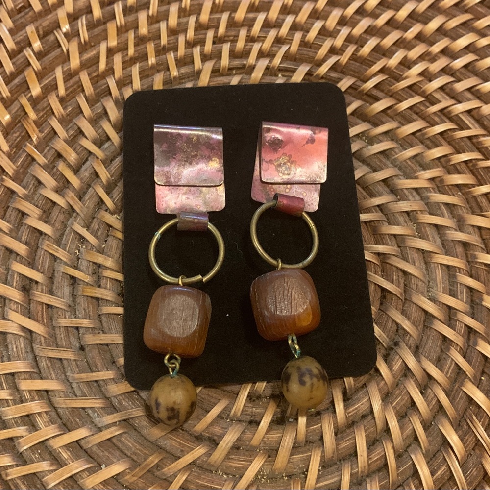 🌻2 for $15🌻 One Of A Kind Metal And Wood Earrings